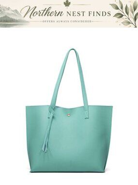 Women's Soft Faux Leather Tote Shoulder Bag Big Capacity Tassel Handbag